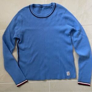 Tommy Hilfiger Blue Long Sleeve Ribbed Sweater 100% Cotton Size Small